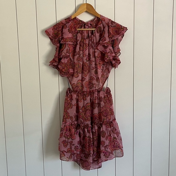 Misa Los Angeles Shadi Mini Dress Amaranth Flora - Picture 3 of 5